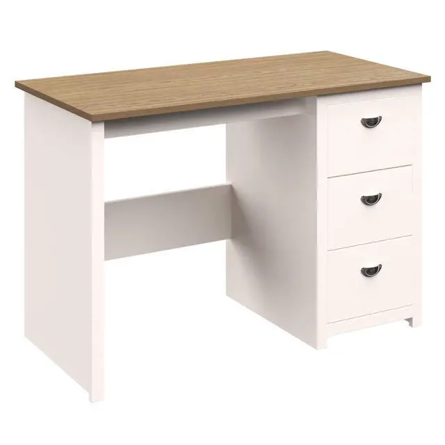 Alt view image 2 of 7 - Lavish Home Computer Desk with Attached 3-Drawer File Cabinet (White)