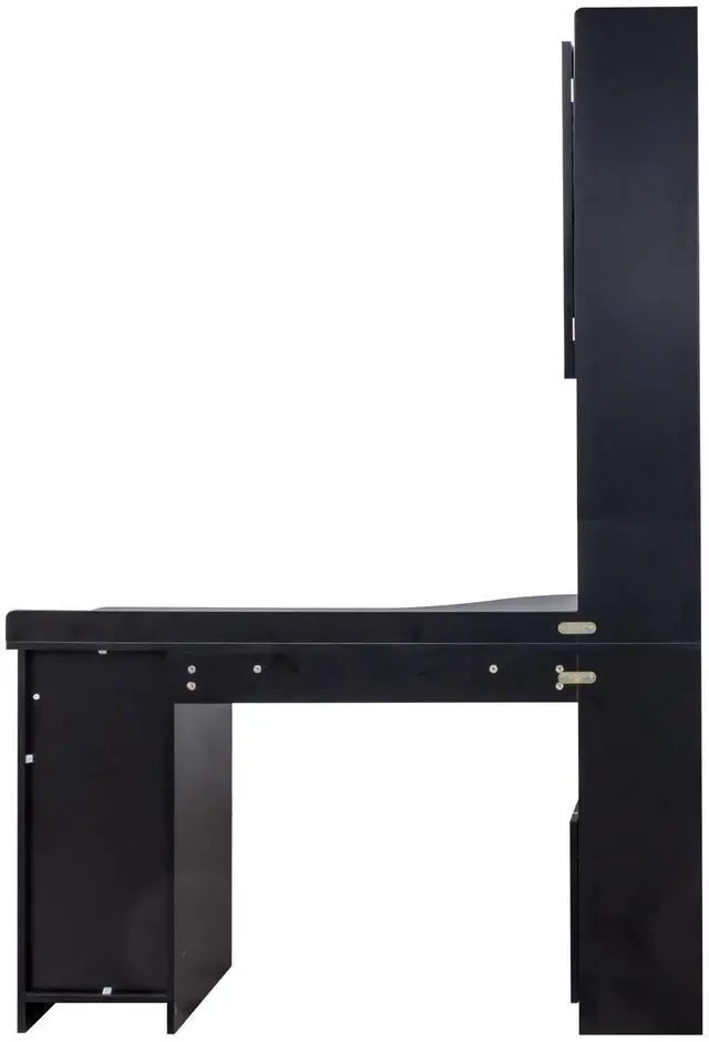 Alt view image 6 of 7 - Aukfa 2-in-1 L-Shaped Computer Desk Corner Desk w/ Hutch Drawers & Bookshelf for Home Office,Black