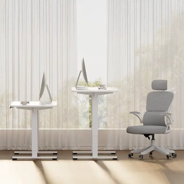 Alt view image 3 of 7 - MAYEERTY Electric Standing Desk, 48"x24" Dual Motor Adjustable Height Desk,White