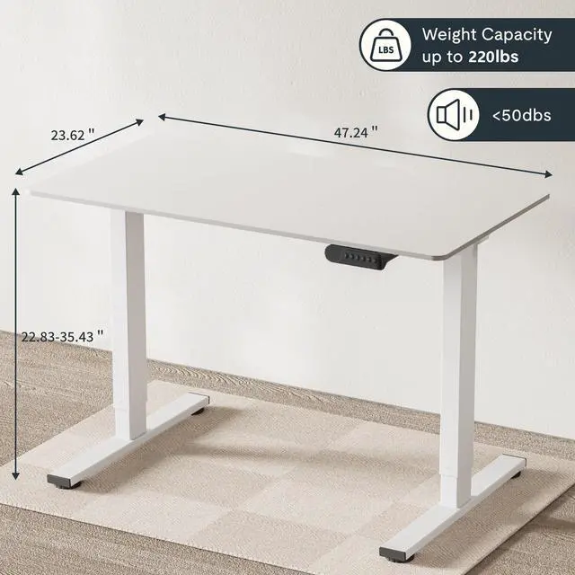Alt view image 2 of 7 - MAYEERTY Electric Standing Desk, 48"x24" Dual Motor Adjustable Height Desk,White