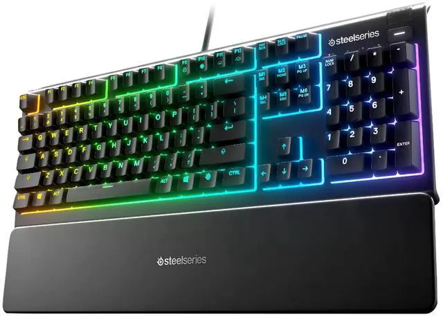 Main image of SteelSeries Apex 3 RGB Gaming Keyboard 10-Zone RGB Illumination IP32 Water Resistant Premium Magnetic Wrist Rest (Whisper Quiet Gaming Switch)