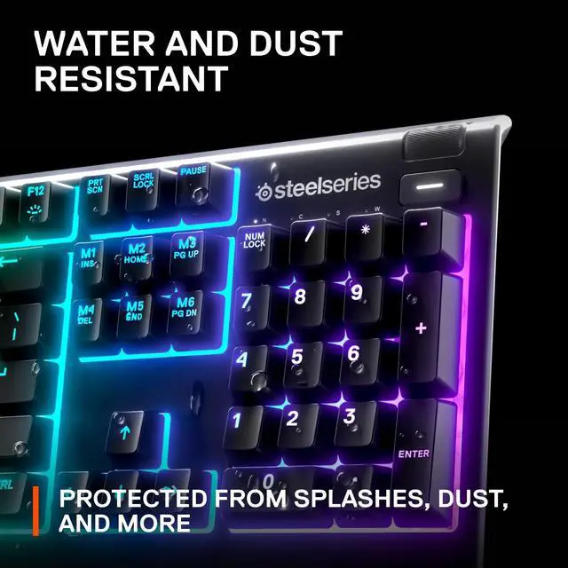 Alt view image 6 of 7 - SteelSeries Apex 3 RGB Gaming Keyboard 10-Zone RGB Illumination IP32 Water Resistant Premium Magnetic Wrist Rest (Whisper Quiet Gaming Switch)