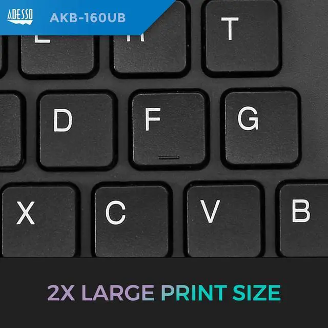 Alt view image 4 of 7 - Adesso AKB-160UB Wired Ergonomic Keyboard with Integrated Palm Rest, Chiclet Keycaps, and Multimedia Hotkeys