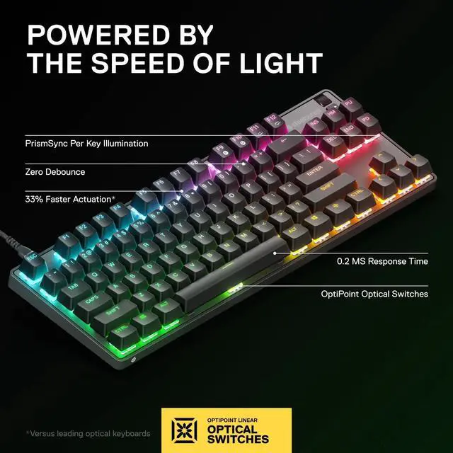 Alt view image 4 of 7 - SteelSeries Apex 9 TKL Mechanical Tenkeyless Gaming Keyboard with Rapid Tap and hotswappable switches, USB-C for Mac or PC