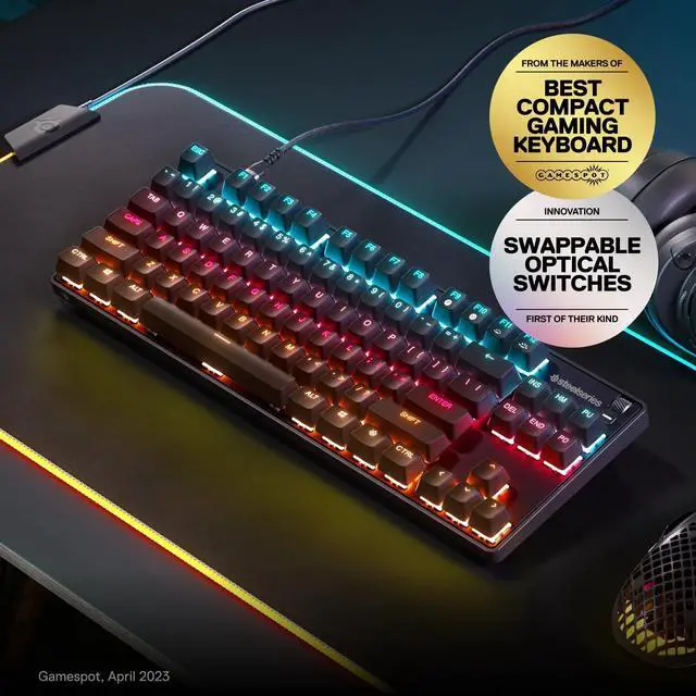 Alt view image 3 of 7 - SteelSeries Apex 9 TKL Mechanical Tenkeyless Gaming Keyboard with Rapid Tap and hotswappable switches, USB-C for Mac or PC
