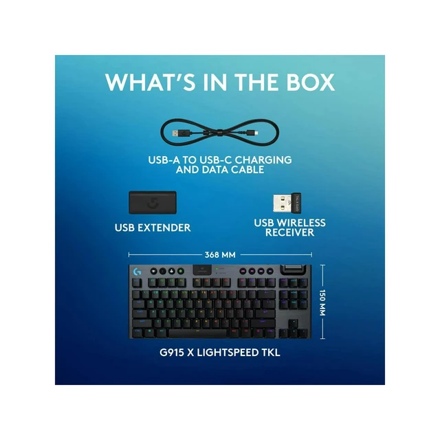 Alt view image 7 of 7 - Logitech G915 X LIGHTSPEED TKL Wireless Gaming Keyboard, Black English Clicky