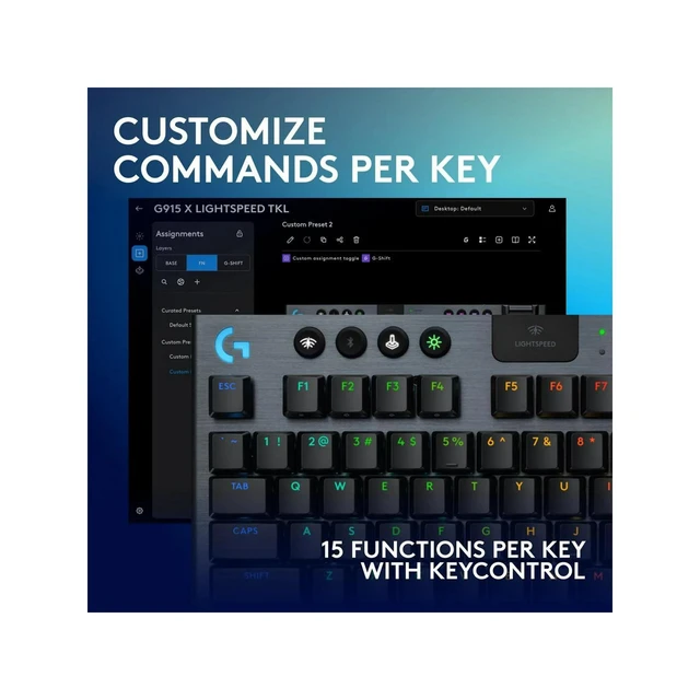 Alt view image 6 of 7 - Logitech G915 X LIGHTSPEED TKL Wireless Gaming Keyboard, Black English Clicky