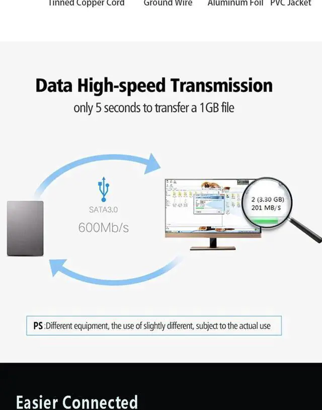 Alt view image 6 of 7 - SATA Cable III 5 Pack 6Gbps 7pin Female to 90 Degree Right-Angle Data Cable with Locking Latch Compatible for SATA SSD, HDD, CD Driver, CD Writer, 20 Inch Blue