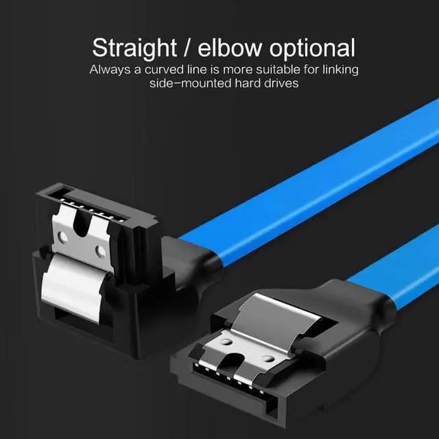 Alt view image 2 of 7 - SATA Cable III 5 Pack 6Gbps 7pin Female to 90 Degree Right-Angle Data Cable with Locking Latch Compatible for SATA SSD, HDD, CD Driver, CD Writer, 20 Inch Blue