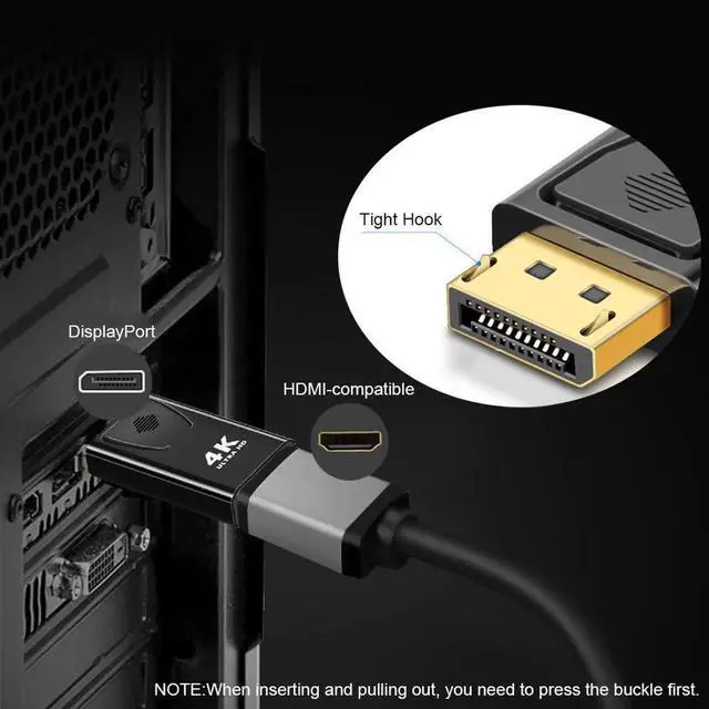 Alt view image 4 of 7 - 2-Pack 4K DisplayPort to HDMI Adapter Display Port DP to HDMI Adapter Male to Female Gold Plated 2K 3D 60Hz for HP, HDTV, Dell, GPU, AMD, NVIDIA,Projector, PC,Desktop, More Desktop & Display
