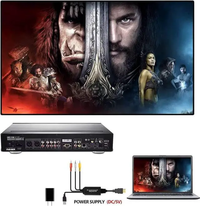 Alt view image 6 of 7 - DIXSG RCA to HDMI Converter,RCA to HDMI Cable, AV 3RCA CVBS Composite Audio Video to 1080P HDMI Adapter Supporting PAL NTSC for PC Laptop Xbox PS3 PS4 TV STB VHS VCR Camera DVD Etc(Female to Male)