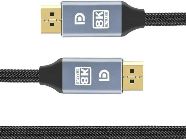 Alt view image 2 of 7 - DP1.4 Cable,8K DisplayPort Cable 6.6FT (8K@60Hz, 4K@144Hz, 1080P@240Hz) Ultra DP2DP Braided Cord, HBR3 Support 32.4Gbps, Compatible for Gaming Laptop TV PC Computer Monitor, Black 6.6 ft.