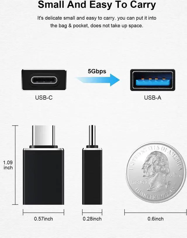 Alt view image 2 of 7 - 5Pack USB C to USB Adapters, Type C to USB 3.0 USBC Adapter Side by Side Male to USB 3.0 Female Typec Adaptor for MacBook Pro/Air 2021, iMac iPad Mini 6, Thunderbolt 3/4 Type C OTG Adaptador Converter