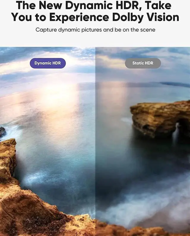 Alt view image 4 of 7 - 8K HDMI Cable 2.1 48Gbps , High Speed HDMI Braided Cord-4K@120Hz 8K@60Hz, DTS:X, HDCP 2.2 & 2.3, HDR 10 Compatible with Roku TV/PS5/HDTV/Blu-ray,1-Pack 6.6 ft.