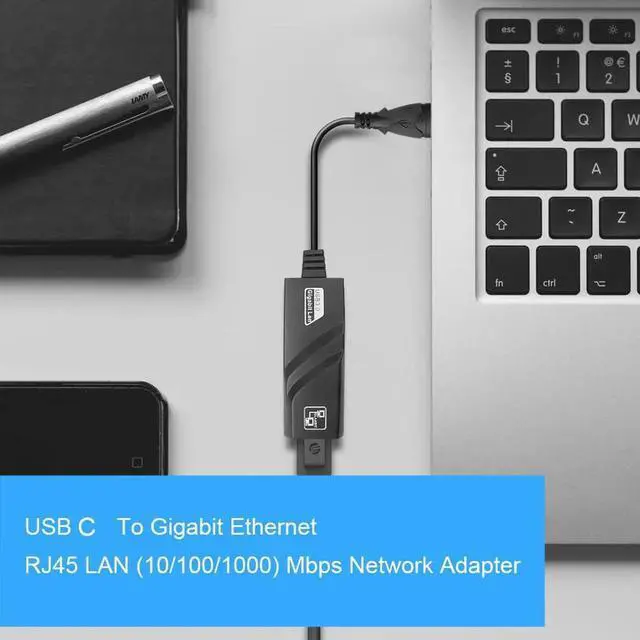 Alt view image 2 of 7 - DIXSG Plug & Play USB C to Ethernet Adapter Laptop PC Gigabit Ethernet LAN Network Adapter (Type-C to Gigabit Ethernet, Ethernet to USB, Ethernet Adapter for Laptop) Supporting 10/100/1000Mbps