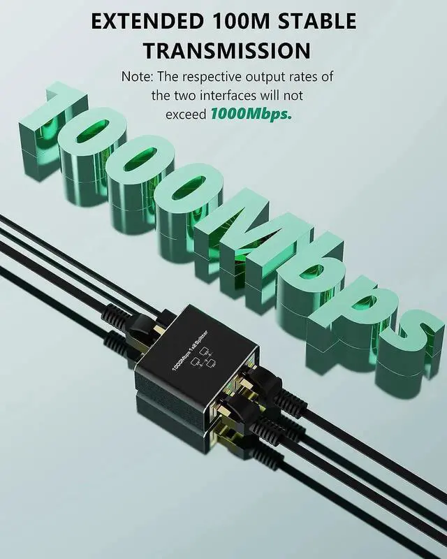 Alt view image 4 of 7 - DIXSG Ethernet Splitter,Gigabit RJ45 Ethernet Splitter 1 to 2, 1000Mbps Network Extension Connector with USB Cable , 8P8C Extender Plug for Cat5/5e/6/7/8 Cable (2 Devices Simultaneous Networking)