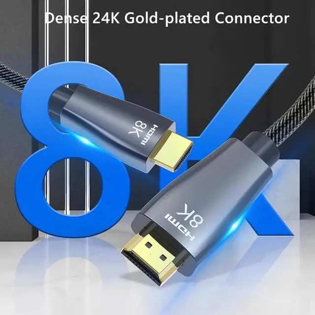 Alt view image 3 of 7 - 8K HDMI Cable 2.1 3.3FT, Slim 48Gbps High Speed HDMI Braided Cord-4K@120Hz 144Hz 8K@60Hz, HDCP 2.2&2.3, Dynamic HDR,eARC,DTS:X,RTX 3090,Dolby Compatible with Roku TV/HDTV/PS5/Blu-ray