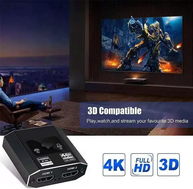 Alt view image 7 of 7 - DIXSG HDMI Switch HDMI Splitter, 4K@60hz Aluminum HDMI 2.0 Switcher 2 in 1 Out, HDMI Splitter 1 in 2 Out,Bi-Directional Switch Support 4K 3D HDR for Xbox PS5/4/3 Blu-Ray Player Fire Stick Roku HDTV