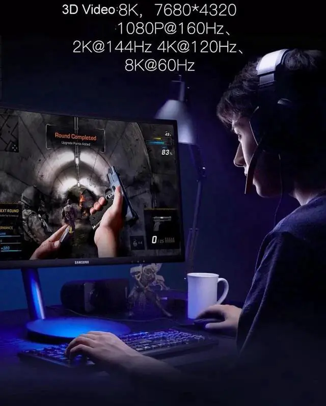 Alt view image 2 of 7 - DIXSG 8K@60Hz 4k/2K/1080p HDMI-compatible Male To HDMI Male V2.1 SDR HDR Ultra HD UHD Cable For Laptops Monitor Projector, 2-PACK, 3.3FT