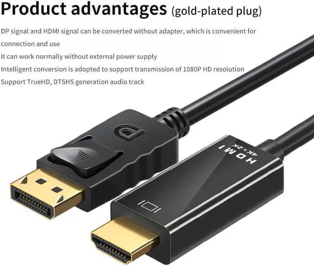 Alt view image 7 of 7 - DIXSG [6ft] 4K@60Hz 1080P DP to HDMI HD Cable Converter Cable Adapter For Laptop PC TV Box Monitor Display Port DisplayPort to HDMI Video Cable