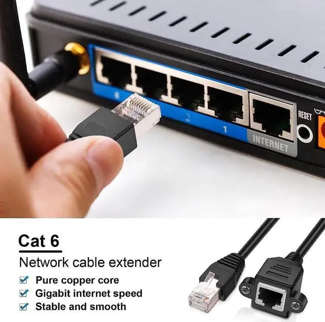 Alt view image 5 of 7 - Cat 6 Ethernet Cable Extension Cord, RJ45 Network Patch Cable -10 Feet (3 Meters) Male to Female Connector Support Cat6 / Cat5e / Cat5 Standards (Black, 2Pack)
