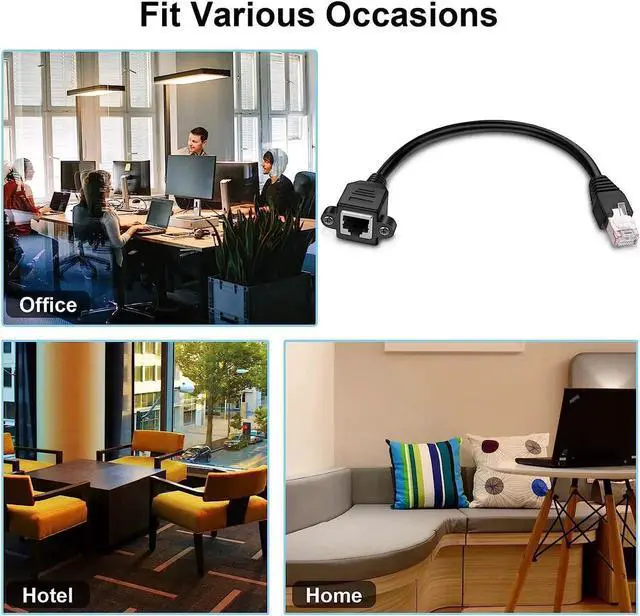 Alt view image 4 of 7 - Cat 6 Ethernet Cable Extension Cord, RJ45 Network Patch Cable -10 Feet (3 Meters) Male to Female Connector Support Cat6 / Cat5e / Cat5 Standards (Black, 2Pack)