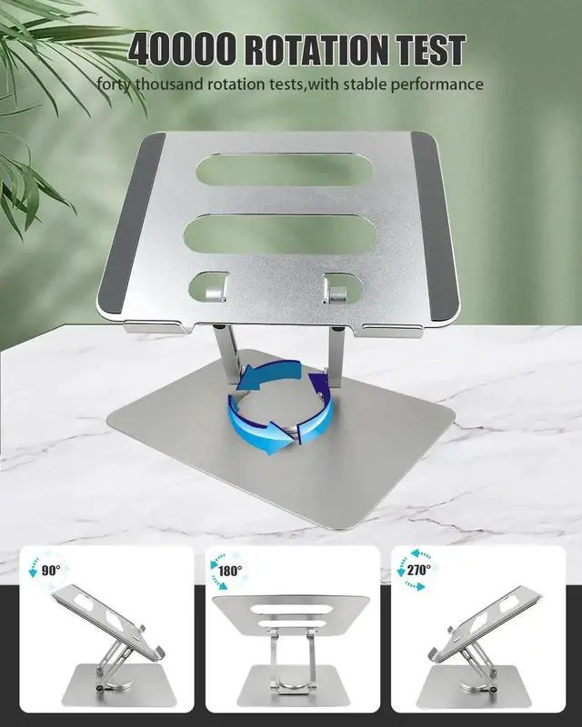 Alt view image 4 of 7 - DIXSG T360 Laptop Stand Anti-Shake with Heavy Swivel Base, Ergonomic Multi-Angle Adjustable Laptop Stand Riser iPad Holder for MacBook Pro/Air, Surface Laptop, Tablet UP to 17 inches