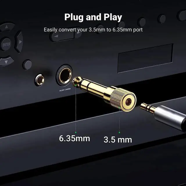 Alt view image 4 of 7 - DIXSG 6.35mm (1/4 inch) Male to 3.5mm (1/8 inch) Female Stereo Audio Adapter Converter for Guitar Headphones Amp , Gold Plated 3-Pack