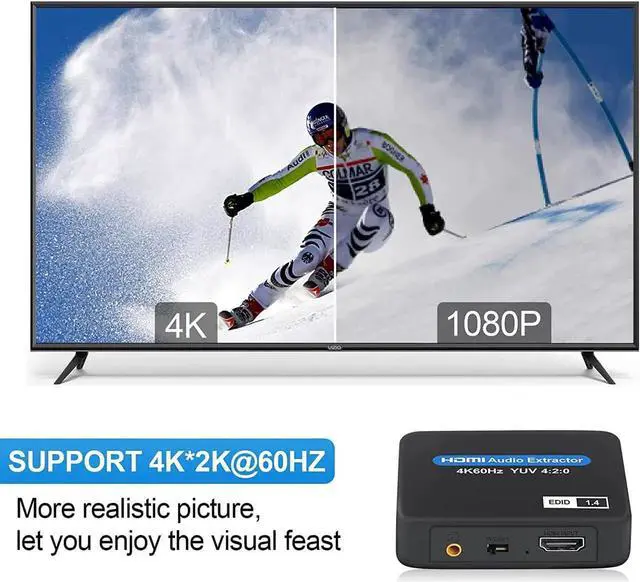 Alt view image 5 of 7 - HDMI Audio Extractor,4K@60Hz HDMI to HDMI + Optical Toslink SPDIF + 3.5mm Audio Output, HDMI Audio Converter Adapter Embedder Support 1080P 3D Suit for Fire Stick, Xbox, Laptop