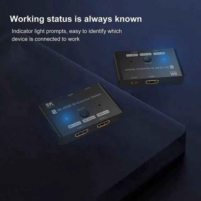 Alt view image 5 of 7 - HDMI 2.1 Switch 8K Bi-Directional HDMI Switcher 2 in 1 Out HDMI Splitter 1 in 2 Out Supports 4K@120Hz, 8K@60Hz 48Gbps,HDCP 2.3,ARC,VRR for Xbox X, PS5, Blu-Ray, 8K UHD TV, Monitor and Projector