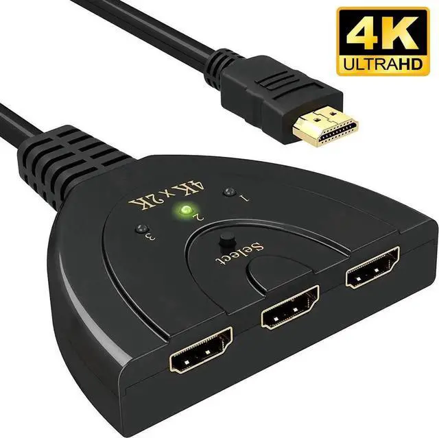 Main image of HDMI Switch, 4K HDMI Splitter 3 in 1 Out, 3-Port HDMI Switcher Selector with Pigtail HDMI Cable,Supports Full HD 4K 1080P 3D Player, HDMI Hub Compatible with Fire Stick,HDTV,PS4 Game Consoles