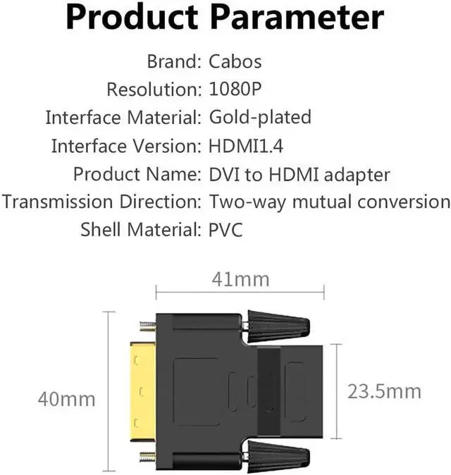 Alt view image 2 of 7 - 2-Pack DVI to HDMI Bi-Directional Adapter, AUBEAMTO DVI 24+1 Male to HDMI Female Converter, Support 1080P, 3D for PS3,PS4,TV Box,Blu-ray,Projector,HDTV