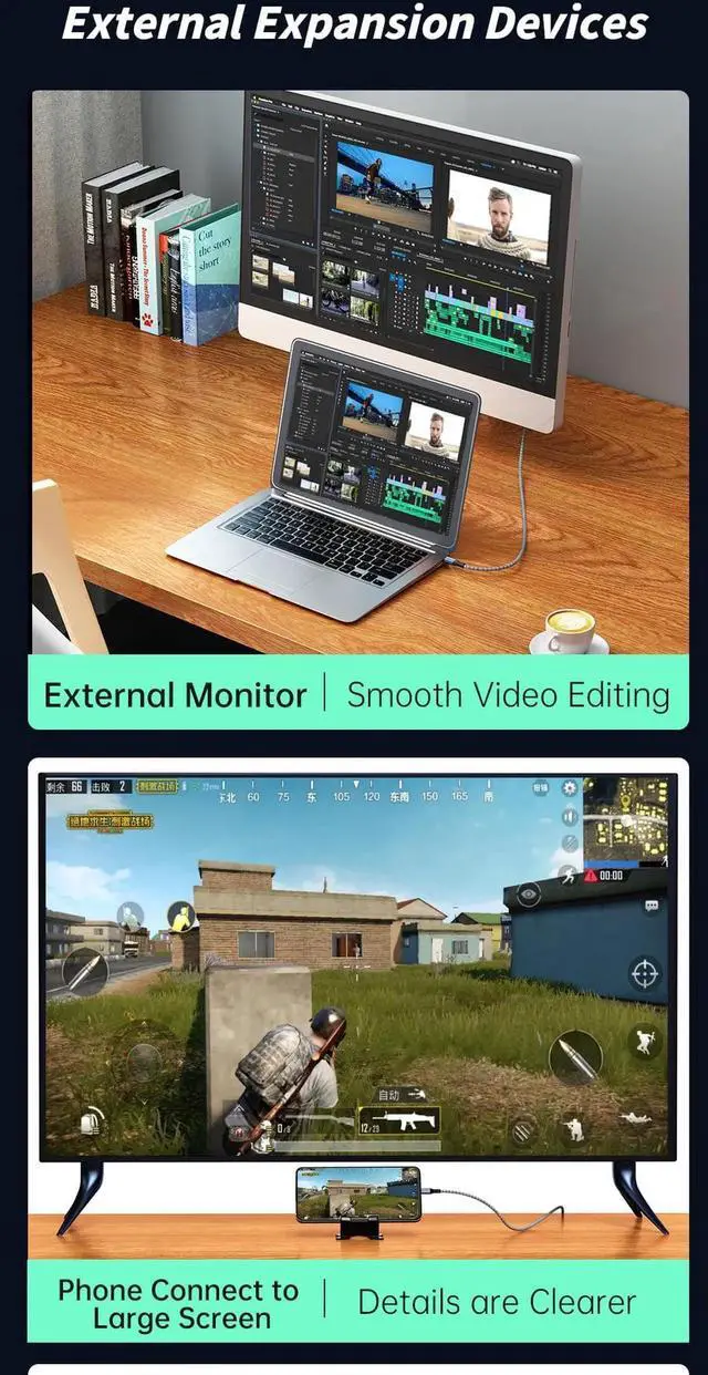 Alt view image 6 of 7 - 240W USB4 Cable 4.92FT, 8K PD3.1 USB Type C Fast Charging Cable, Support 8K/6K@60Hz & 40Gbps Transfer USB 4.0 Video Cord for Thunderbolt 3/4, MacBook Pro/Air, Samsung S22, eGPU, Docking, GaN Charger