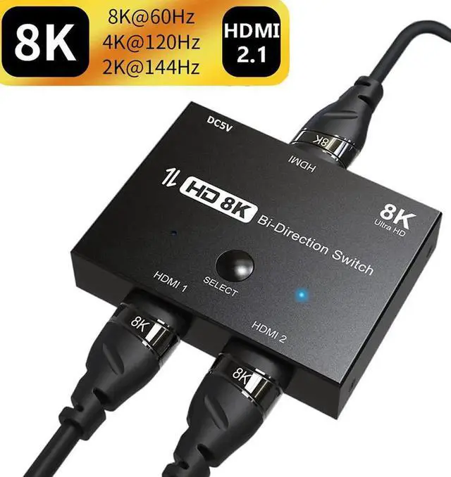 Main image of DIXSG HDMI 2.1 Ultra 8K HD Bi-Directional Switch 8K@60Hz 4K@120Hz 1in 2out, 2in 1out High Speed 48Gbps Splitter Converter Compatible with Xbox PS5 Projectors Monitors