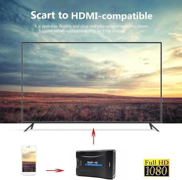 Alt view image 6 of 7 - DIXSG SCART to HDMI Converter Adaptor SCART to 1080P/720P HDMI Audio Video Adapter for HDTV Monitor Projector STB VHS Xbox PS3 DVD Player, Convert Digital AV Signal to Analog CVBS Signal