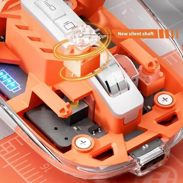 Alt view image 5 of 6 - Transparent Gaming Mouse Bluetooth Wireless Mouse with RGB Light Rechargeable Mouse for PC Gamer Notebook Laptop Accessories(Blue)