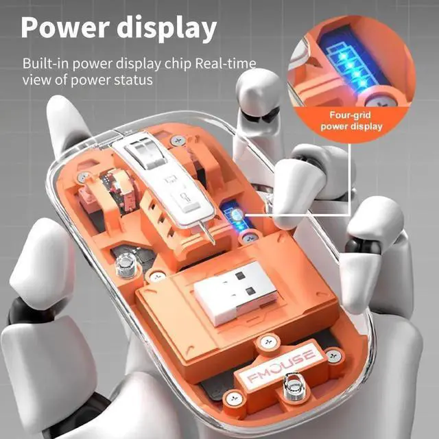 Alt view image 4 of 6 - Transparent Gaming Mouse Bluetooth Wireless Mouse with RGB Light Rechargeable Mouse for PC Gamer Notebook Laptop Accessories(Blue)