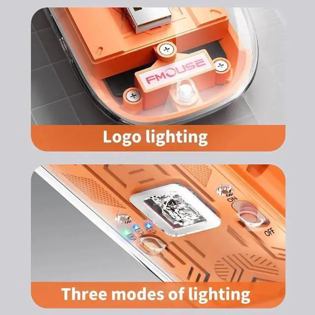 Alt view image 6 of 6 - Transparent Gaming Mouse Bluetooth Wireless Mouse with RGB Light Rechargeable Mouse for PC Gamer Notebook Laptop Accessories(Blue)