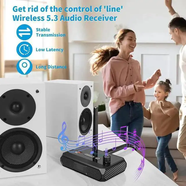 Alt view image 4 of 7 - Bluetooth 5.3 Receiver, RCA Bluetooth Adapter, Low Latency & HD Music Audio, Support Optical AUX 3.5mm, RCA Bluetooth Receiver Adapter for Home Stereo Speakers, Music Streaming Stereo System