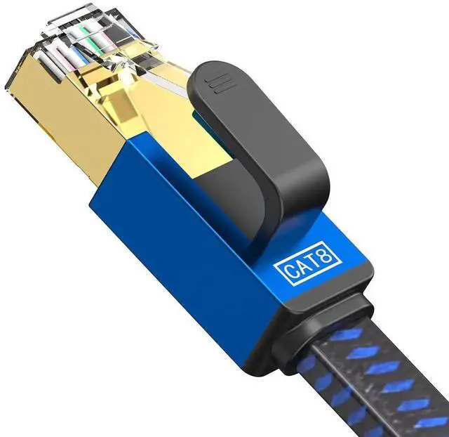 Alt view image 7 of 7 - Cat 8 Ethernet Cable 3.3FT / 1M, High Speed Internet Nylon Braided Network Cable RJ45 Connectors SSTP Shielded Flat LAN Cable Cat8 Ethernet Cables 3.3feet for Modem, Router, LAN, Computer