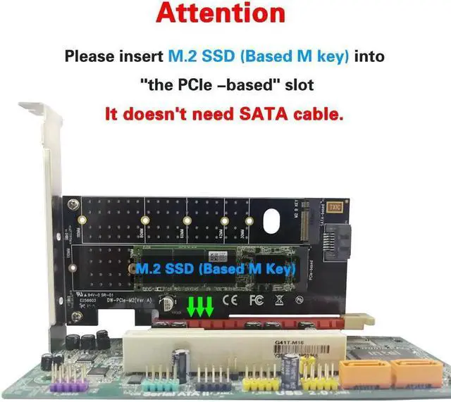 Alt view image 6 of 6 - Dual M.2 PCIe Adapter, M2 SSD NVME (m-Key) or SATA (b-Key) 22110 2280 2260 2242 2230 to PCI-e 3.0 x4 Host Controller Expansion Card for Desktop PCI Express Slots