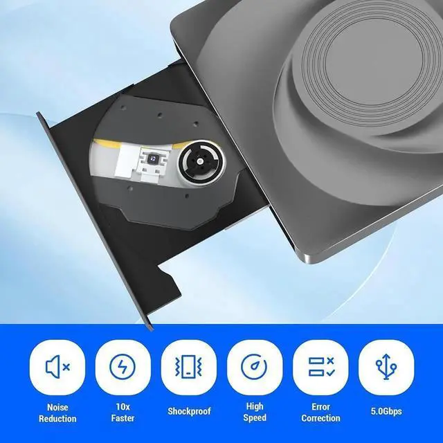 Alt view image 2 of 7 - External Blu-ray Drive, USB 3.0 and Type-C External Blu-Ray Burner Slim 3D Optical Blu-Ray DVD CD Drive Compatible with Windows XP/7/8/10 MacOS for Laptop Desktop