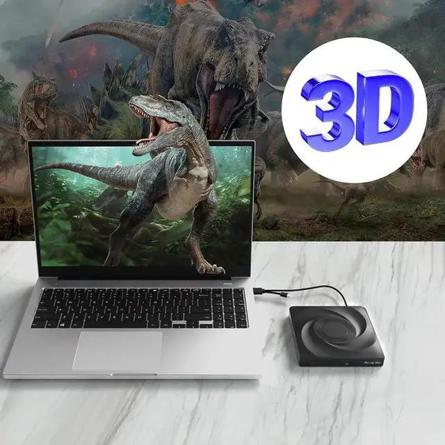 Alt view image 5 of 7 - External Blu-ray Drive, USB 3.0 and Type-C External Blu-Ray Burner Slim 3D Optical Blu-Ray DVD CD Drive Compatible with Windows XP/7/8/10 MacOS for Laptop Desktop