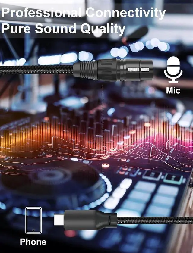 Alt view image 6 of 7 - DIXSG 3.3ft/1M XLR Female to USB C Microphone Audio Cable, USB Type-C to XLR Microphone Cable Adapter for Audio Recording, Dynamic Microphone, Compatible with iPhone15 Series, Tablet, Laptop etc