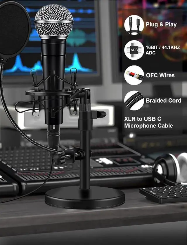 Alt view image 2 of 7 - DIXSG 3.3ft/1M XLR Female to USB C Microphone Audio Cable, USB Type-C to XLR Microphone Cable Adapter for Audio Recording, Dynamic Microphone, Compatible with iPhone15 Series, Tablet, Laptop etc