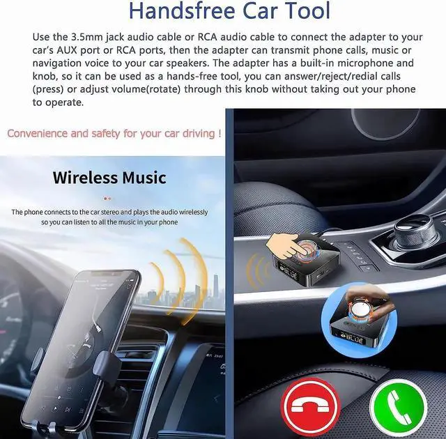 Alt view image 6 of 7 - Bluetooth 5.0 Audio Adapter, 5-in-1 Wireless Music Transmitter AUX Receiver USB TF Micro SD Card MP3 Player for TV CD PC Car Home Stereo to Wireless Wired Soundbar Headphones Speakers