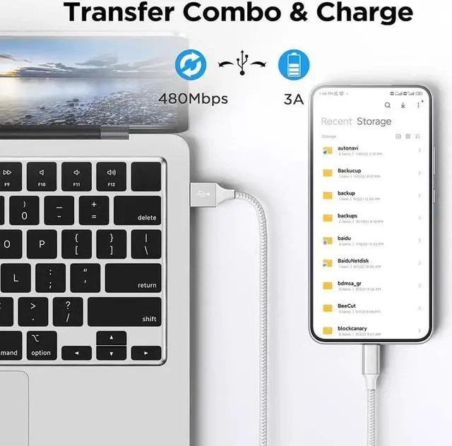 Alt view image 4 of 7 - USB A to USB C Cable Fast Charge Cable, [2-Pack / 6.6ft] USB A to USB Type C Nylon-Braided Charger Cord for S-a-m-s-u-n-g Galaxy S23 S22 S21 S20, Z Fold 4 3/Flip 4 3 5G, Note 20 10 9, Mo-to G etc.