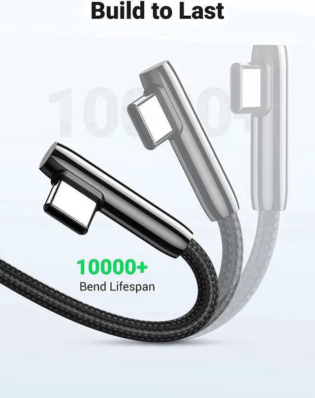 Alt view image 4 of 7 - UGREEN USB C Cable 90 Degree Right Angle USB A to Type C Fast Charging Braided Cord Compatible with iPad Mini 6 Air 4 Samsung Galaxy S21 Note 20 Z Flip Z Fold LG V60 Moto Z Z3 Nintendo Switch 3FT