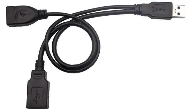 Alt view image 3 of 7 - DIXSG USB 3.0 A Y Splitter Cable, USB 3.0 A Male to Dual USB 3.0 A Female + USB 2.0 A Female Extra Power Charging & Data Transfer Dual USB Y Splitter Cable (30cm/12inch-M/Dual F)