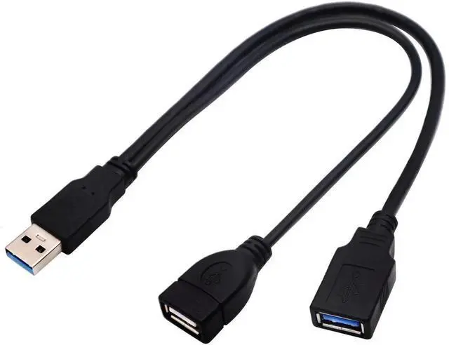 Main image of DIXSG USB 3.0 A Y Splitter Cable, USB 3.0 A Male to Dual USB 3.0 A Female + USB 2.0 A Female Extra Power Charging & Data Transfer Dual USB Y Splitter Cable (30cm/12inch-M/Dual F)